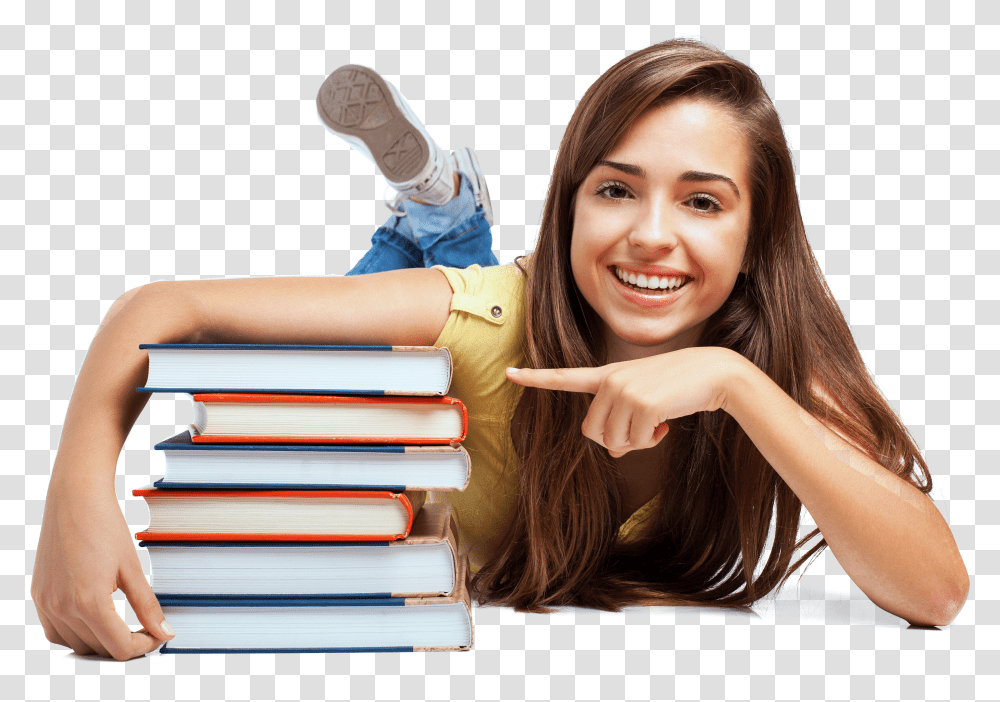 High School Students Student With Books Transparent Png