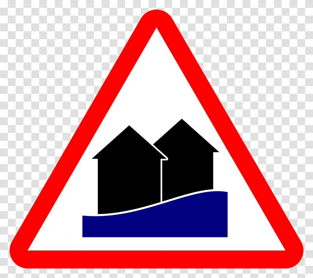 High Water Warning Flood Shield Disaster, Sign, Triangle, Road Sign Transparent Png