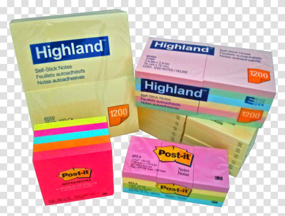 Highland Adhesive Note Pads Post It Notes, Gum, Box, Rubber Eraser Transparent Png
