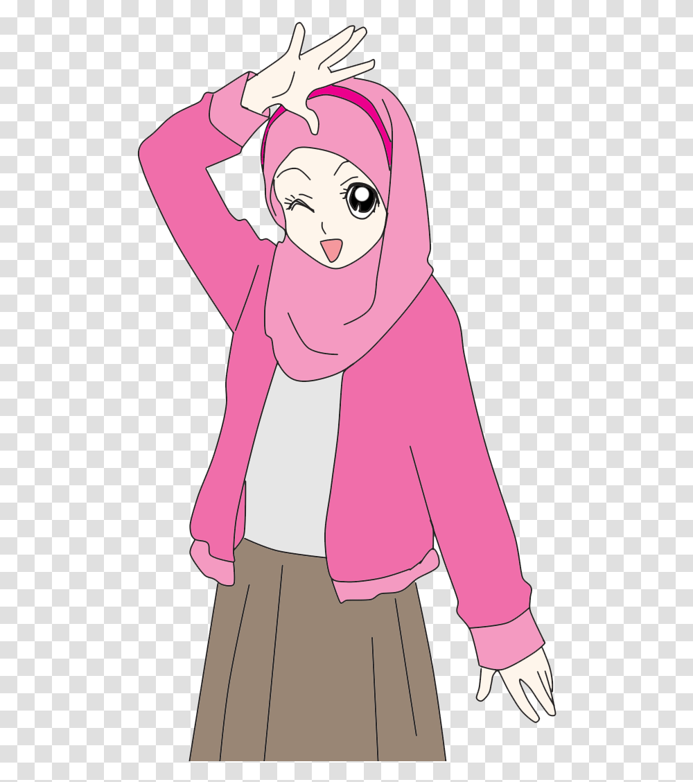 Hijab Cartoon Cartoon N Muslimah Anime Cute Doodles Hijab Cute Cartoon, Sleeve, Long Sleeve, Female Transparent Png