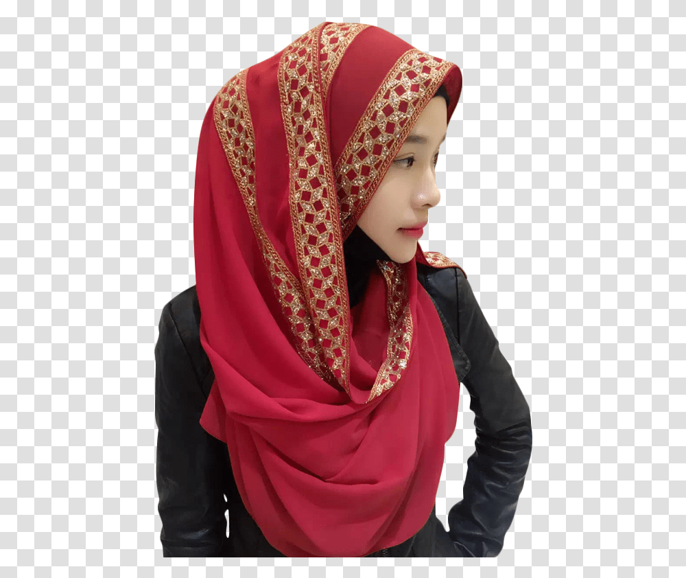 Hijab Hot, Apparel, Scarf, Person Transparent Png