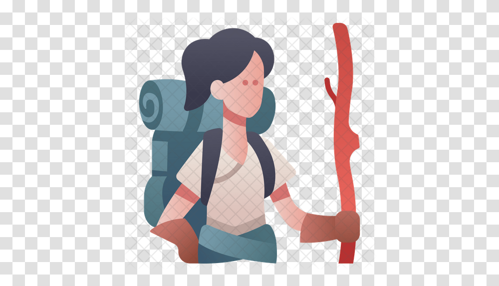 Hiker Woman Icon Illustration, Person, Outdoors, Art, People Transparent Png