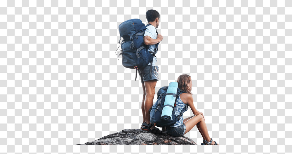Hiking Images People Hiking Background, Person, Shorts, Clothing, Bag Transparent Png