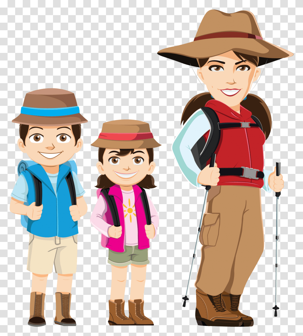 Hiking Kids Clip Art, Person, People, Clothing, Family Transparent Png