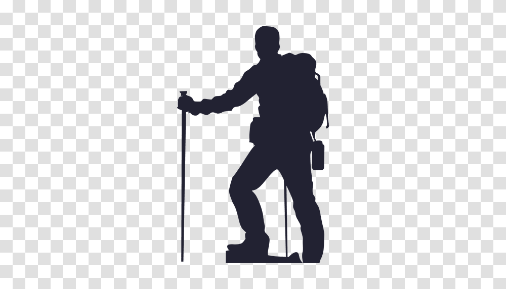 Hiking Man Silhouette, Person, Human, Stick, Walking Transparent Png