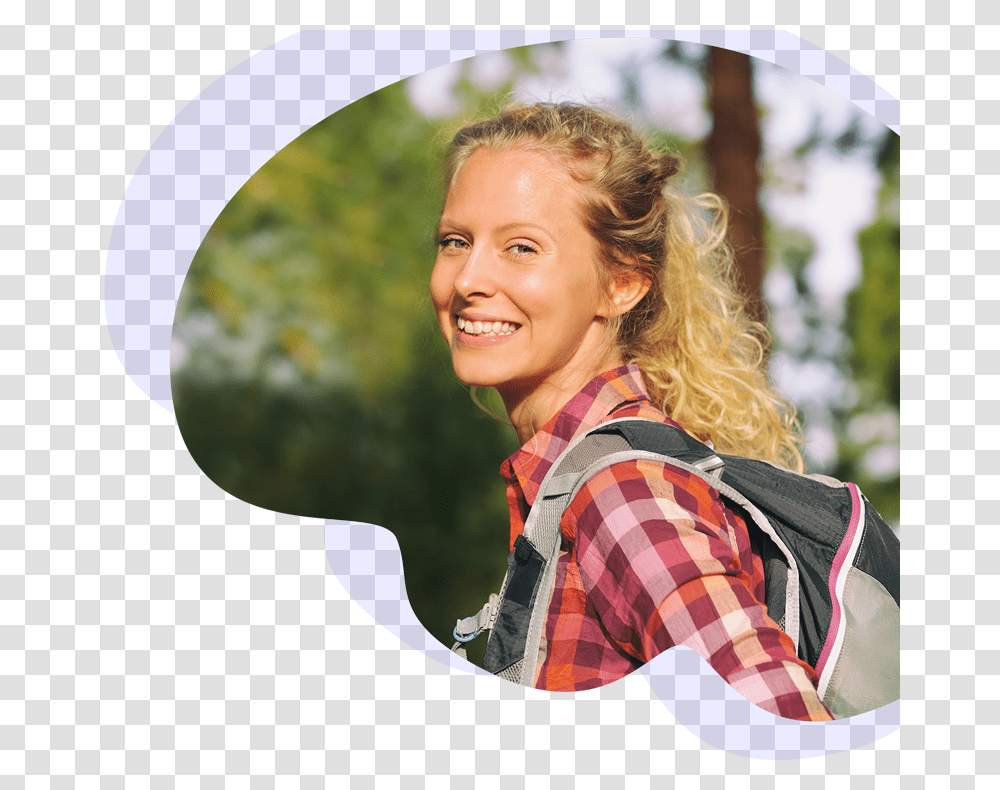 Hiking, Person, Smile, Face, Female Transparent Png