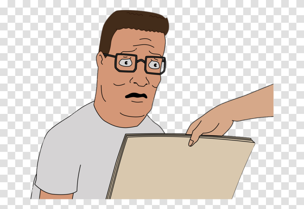 Hill Hank Reads Newspaper Image Hank Hill, Person, Face, Box, Text Transparent Png