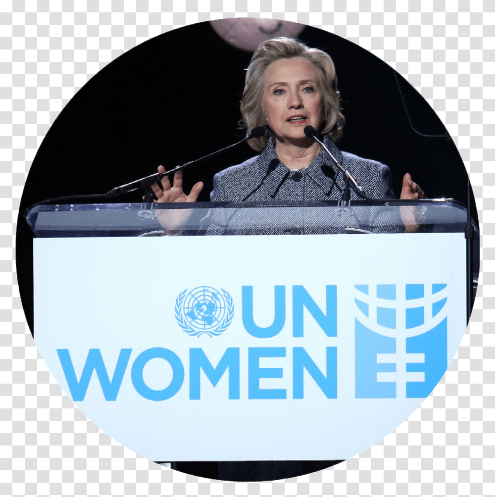 Hillary Clinton America V Un Women Logo, Person, Crowd, Audience, Speech Transparent Png