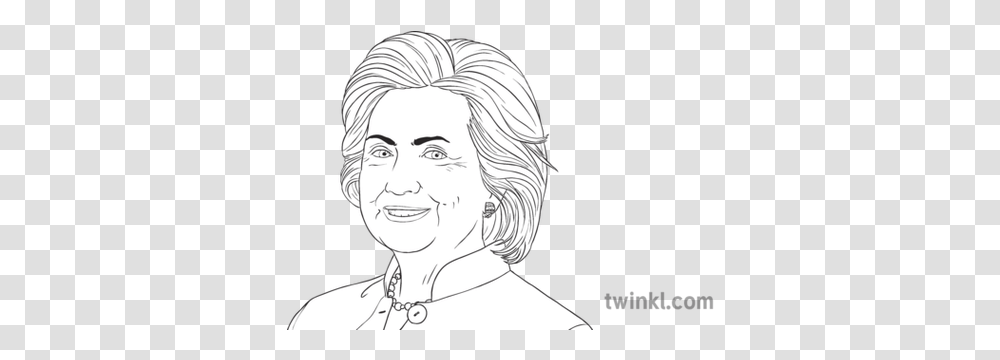 Hillary Clinton Black And White Sketch, Person, Human, Face, Drawing Transparent Png