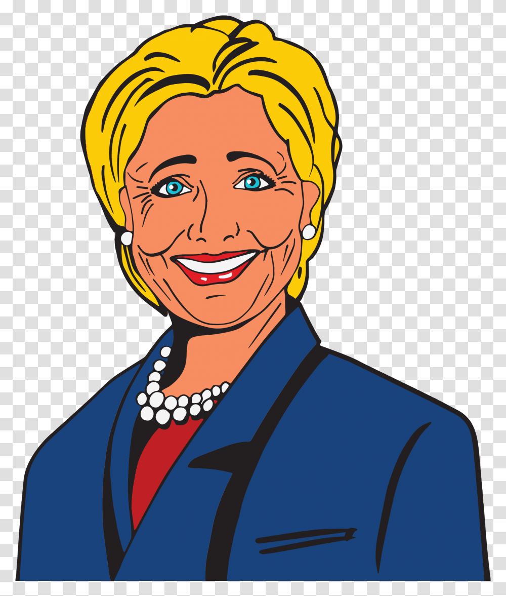 Hillary Clinton Cartoon Icons, Person, Face, Smile, Female Transparent Png