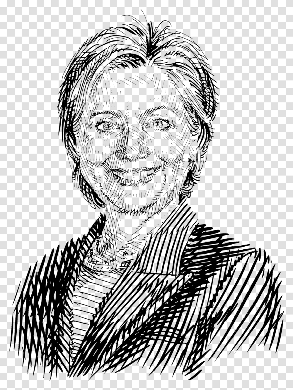 Hillary Clinton Line Art, Head, Face, Person, Portrait Transparent Png