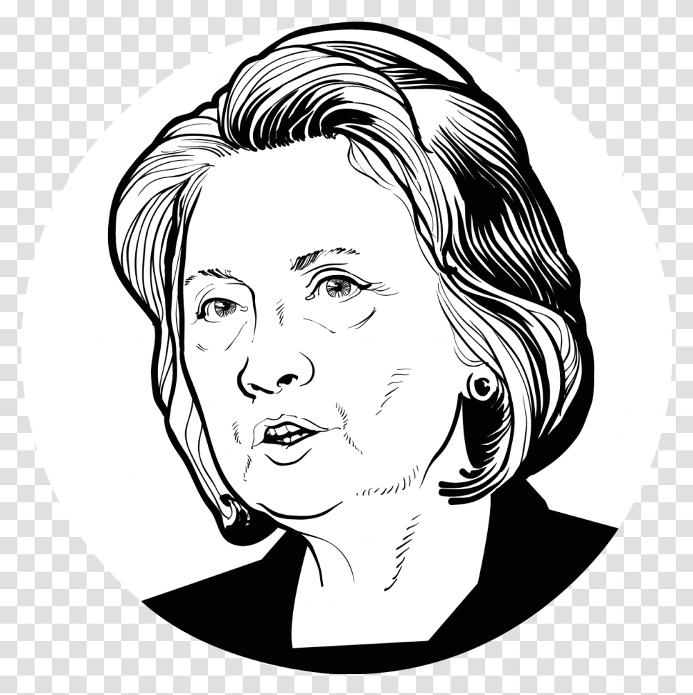 Hillary Clinton Line Drawing Line Portrait Of Hillary Clinton, Face, Person, Head, Art Transparent Png