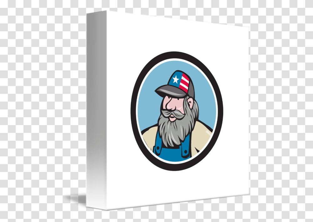 Hillbilly Man Beard Circle Cartoon, Label, Logo Transparent Png