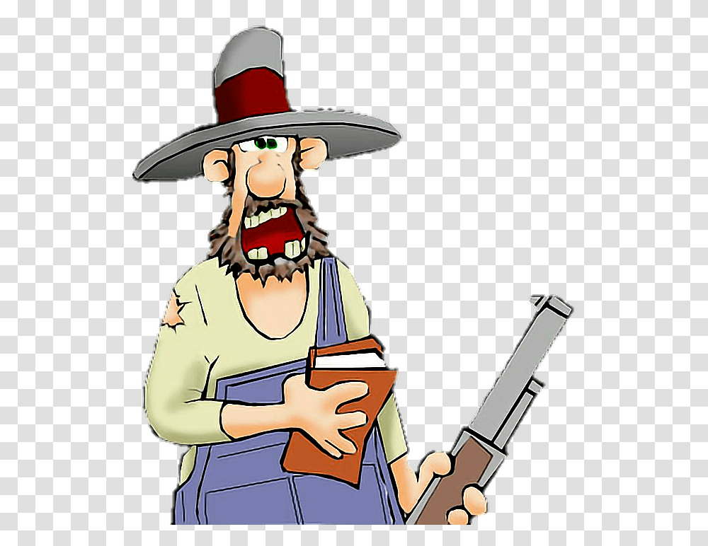 Hillbilly Redneck Hunting Hunters Inbred Man Cartoon, Person, Human, Apparel Transparent Png