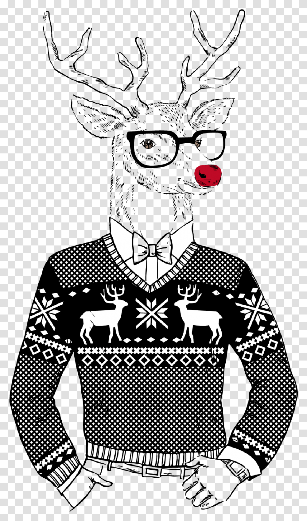 Hillhead Bookclub Festive Hipster Christmas Deer, Performer, Person, Human Transparent Png