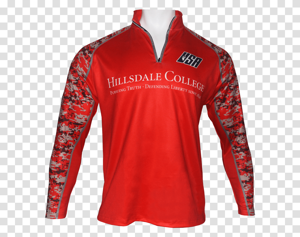 Hillsdale Quarter Zip In Red Digital Long Sleeve, Clothing, Apparel, Shirt, Jersey Transparent Png