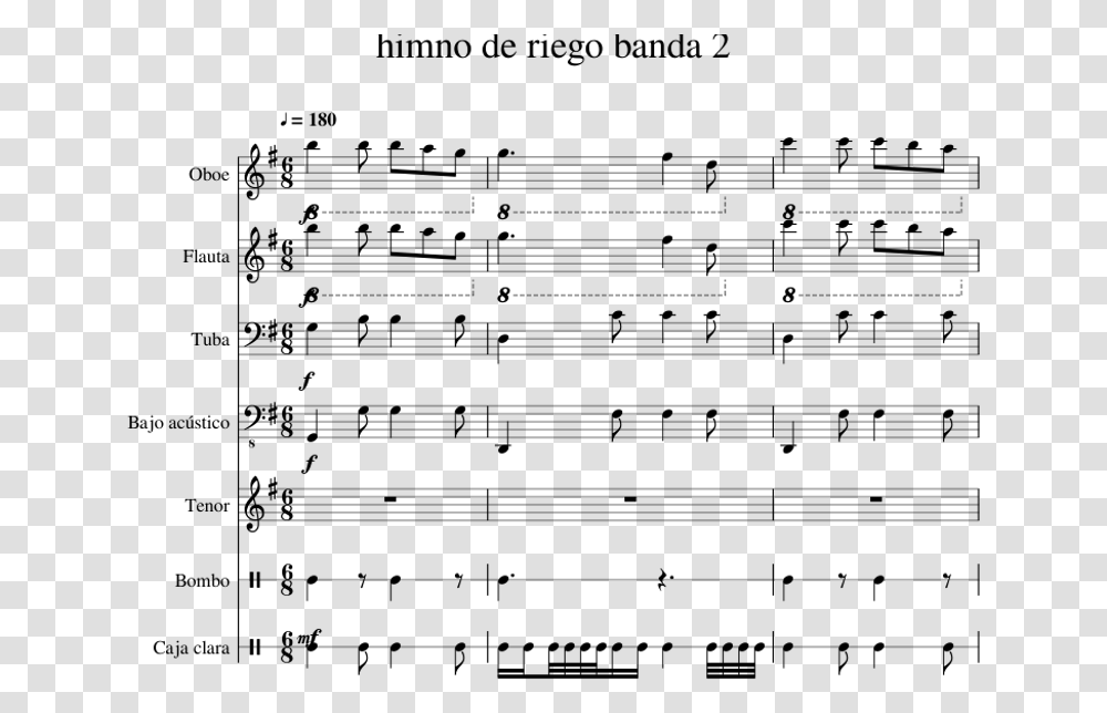 Himno De Riego Banda 2 Sheet Music For Oboe Trumpet Himno De Riego Partitura, Gray Transparent Png