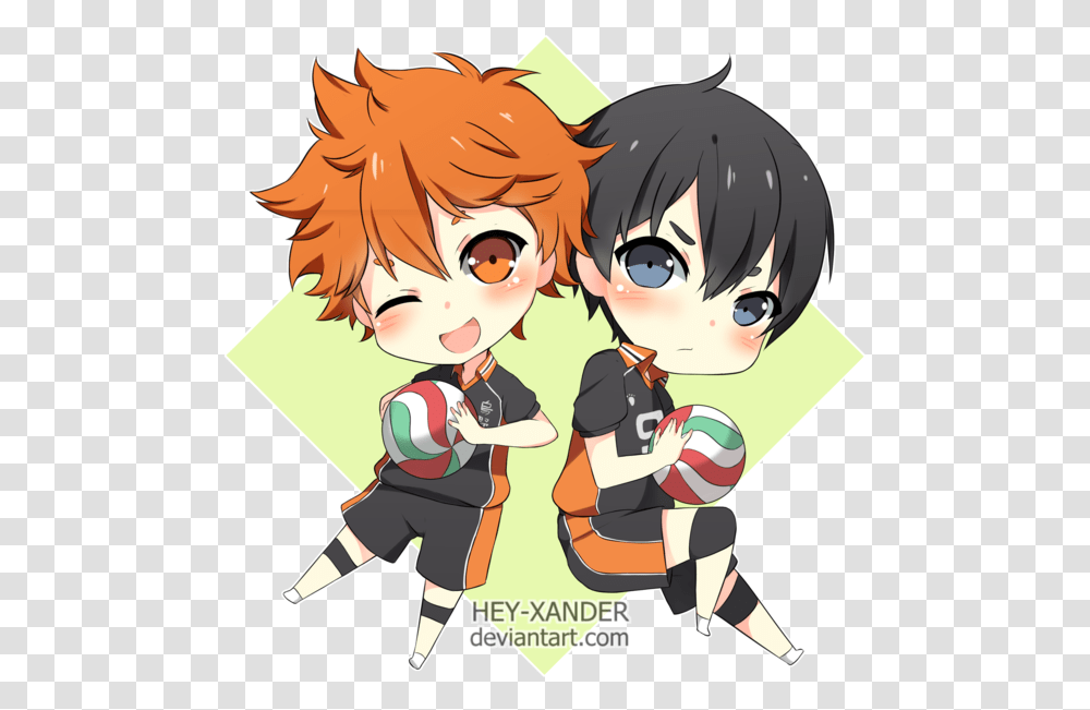 Hinata Drawing Cute Chibi Kageyama And Hinata, Comics, Book, Manga, Person Transparent Png