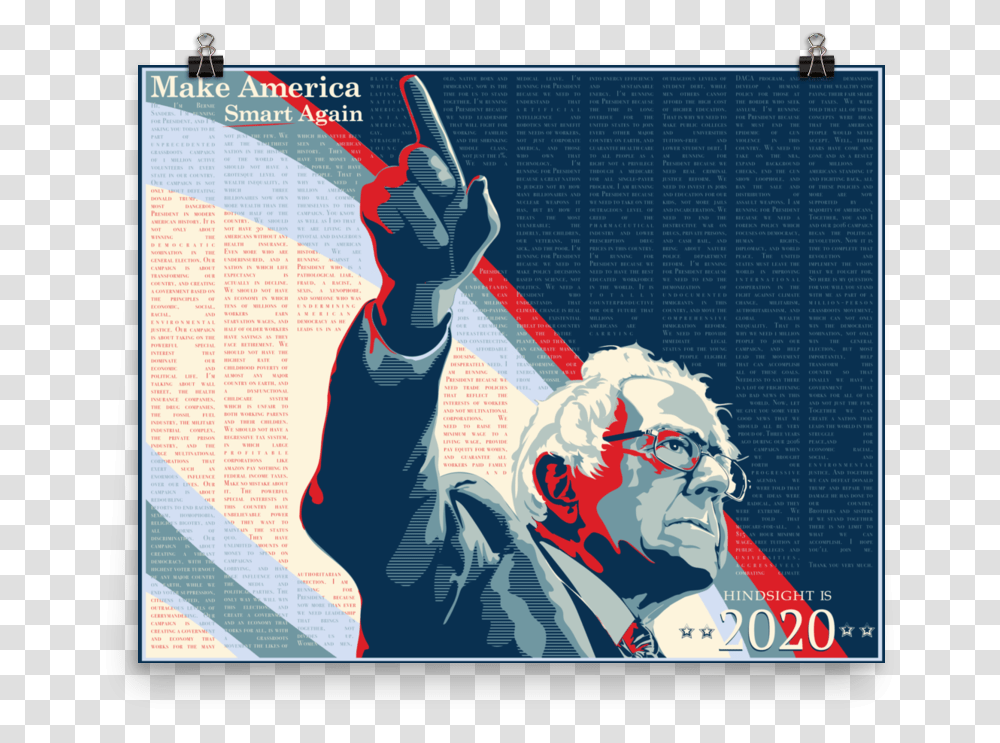 Hindsight Is 2020 Make America Smart Again Bernie Graphic Design, Poster, Advertisement, Person, Hand Transparent Png