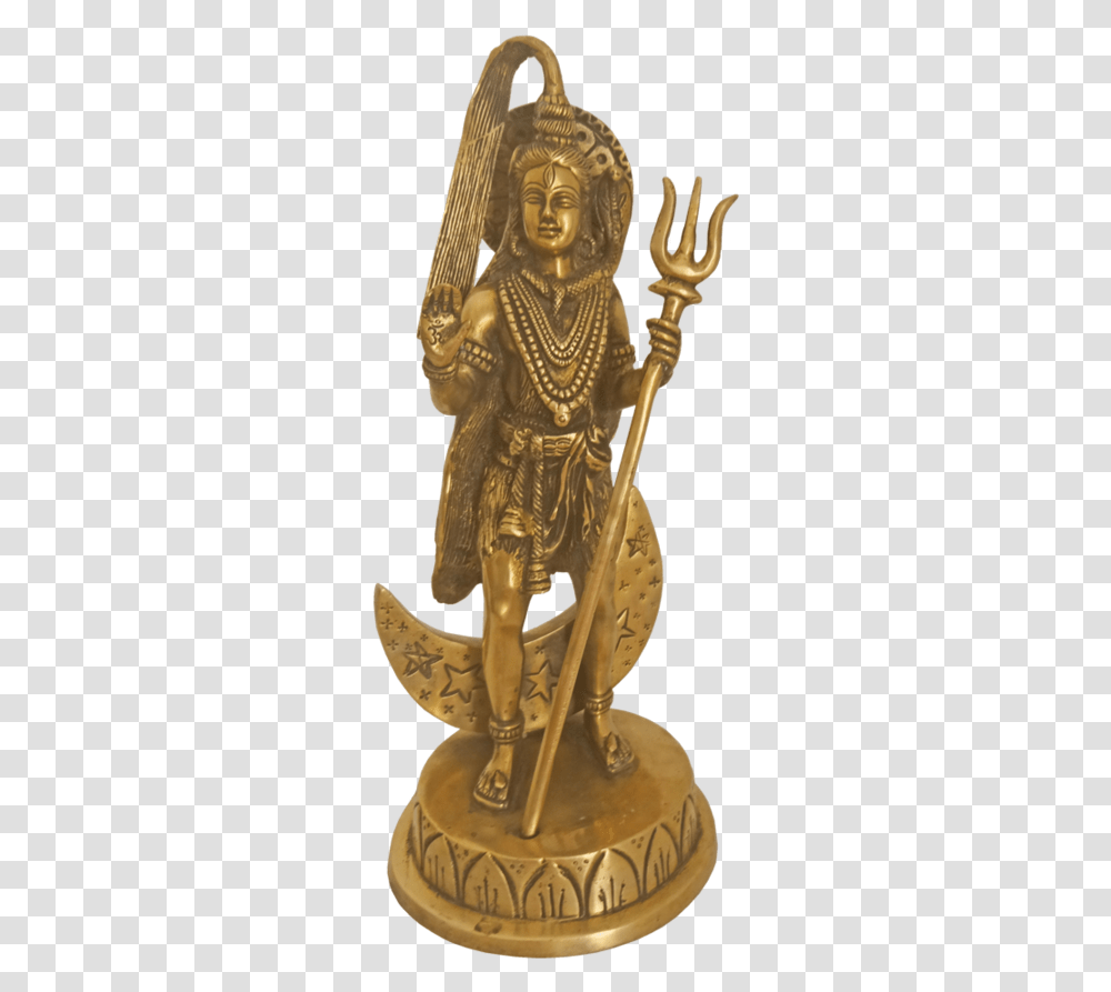 Hindu God Lord Shiva Standing With Half Moon In His Siva Sulam, Gold, Bronze, Person, Human Transparent Png