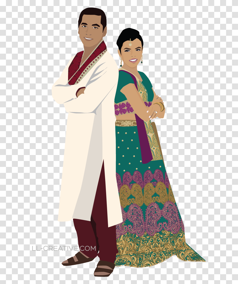 Hindu Wedding Clipart Indian Couple Clipart, Sleeve, Person, Female Transparent Png