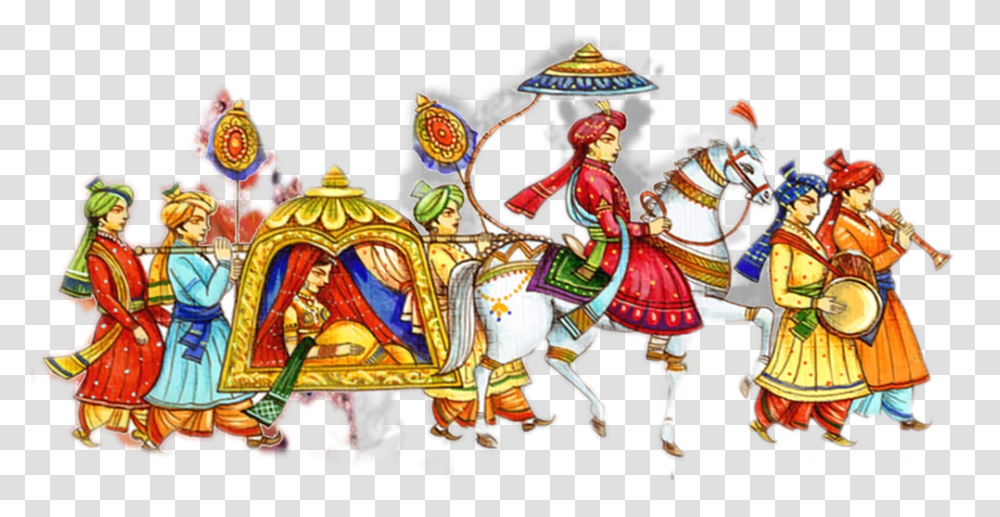 Hindu Wedding Symbols In Colour Hindi Wedding Logo, Person, Crowd, Parade, Theme Park Transparent Png