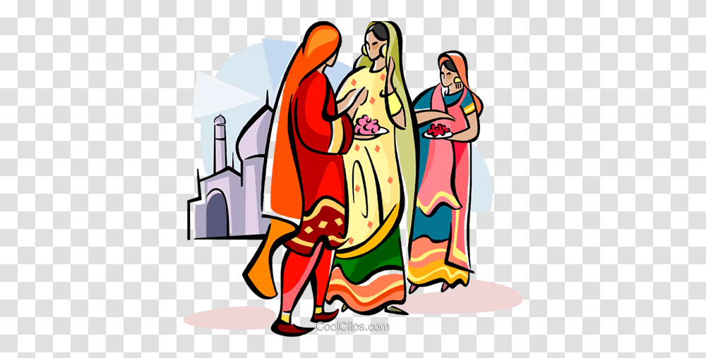 Hindu Woman Carrying Marigolds Royalty Free Vector Clip Art, Person, People, Drawing, Book Transparent Png
