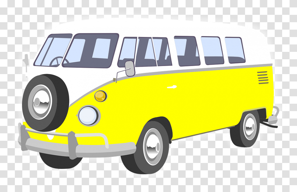 Hippie Bus Black And White Download Kombi Van Clipart, Vehicle, Transportation, Minibus, Caravan Transparent Png