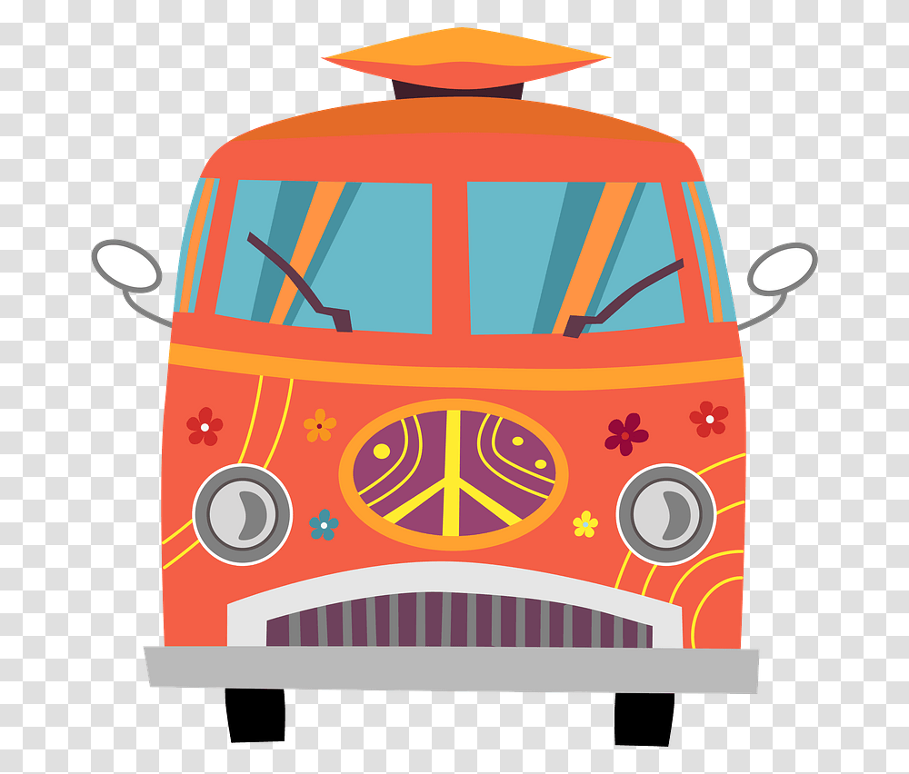Hippie Bus Clipart, Van, Vehicle, Transportation, Caravan Transparent Png