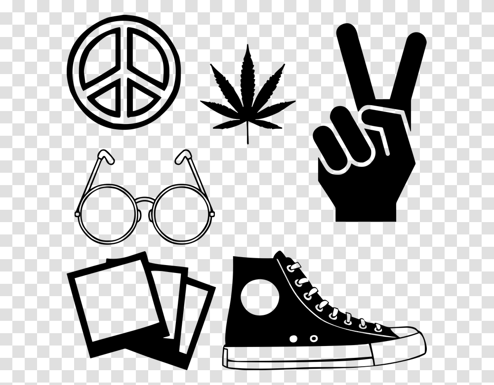 Hippie Cannabis Peace Sign John Lennon Glasses Shoes Vector, Gray, World Of Warcraft Transparent Png