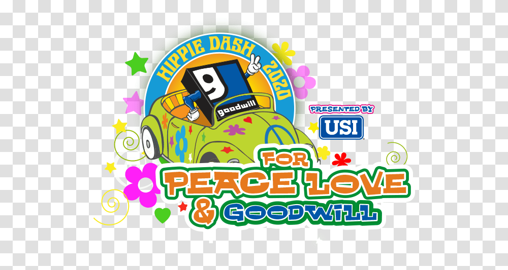 Hippie Dash For Peace Love & Goodwill May The Groove Be Clip Art, Graphics, Text, Crowd, Pac Man Transparent Png