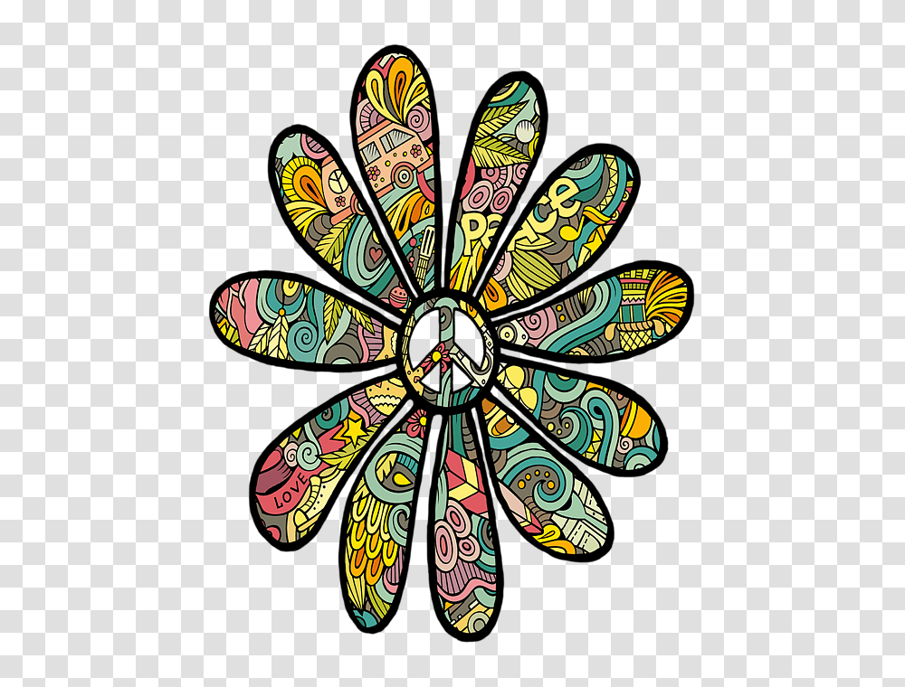Hippie Peace Sign, Stained Glass, Pattern Transparent Png