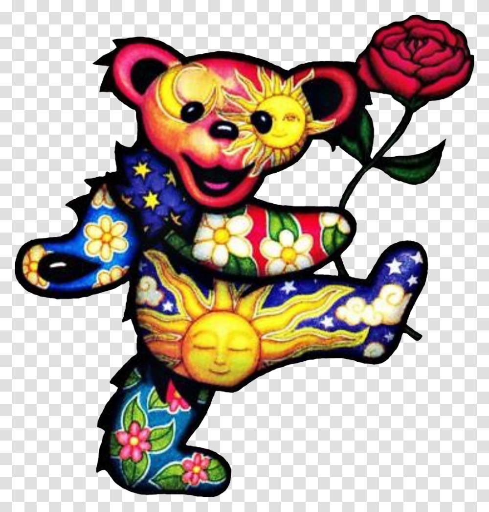 Hippie Psychedelic Deadhead Greatfuldead Bear Mydrunken Grateful Dead Dancing Bear With Rose, Parade, Crowd Transparent Png