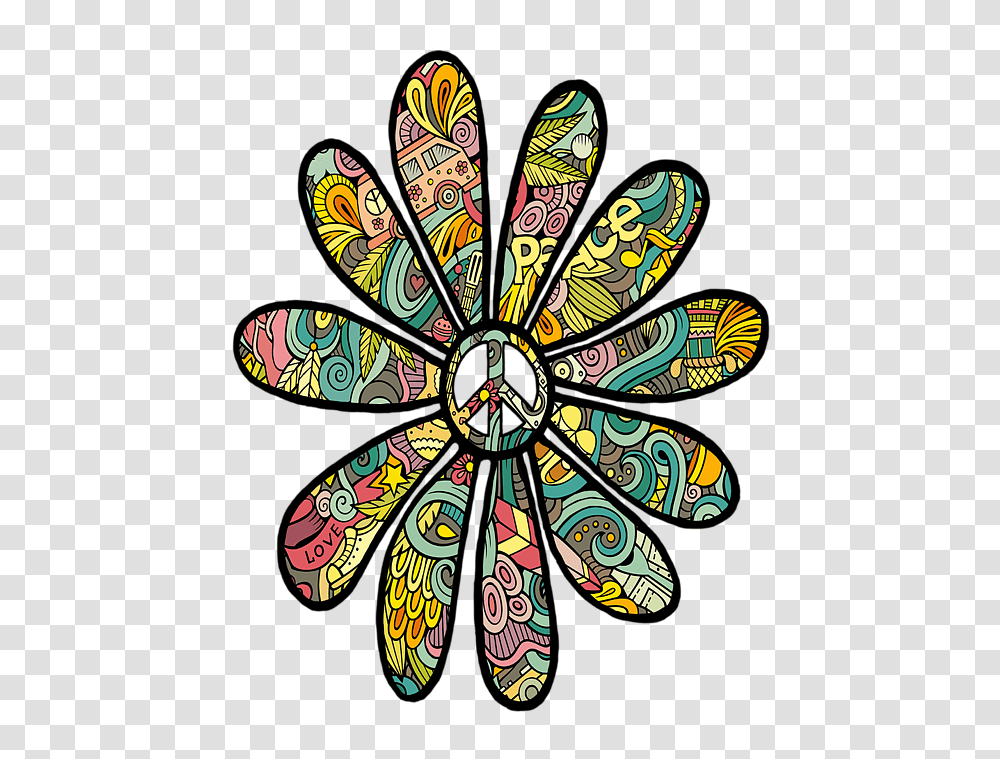 Hippie Trippy Flower Power Peace Sign Seventies Iphone X Case Peace Sign Flower, Art, Stained Glass, Pattern, Graphics Transparent Png