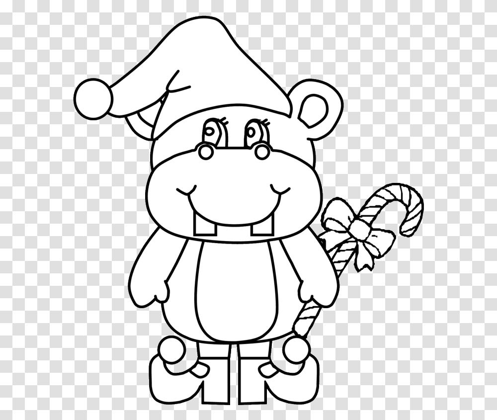 Hippo Christmas Coloring Pages, Chef, Stencil Transparent Png