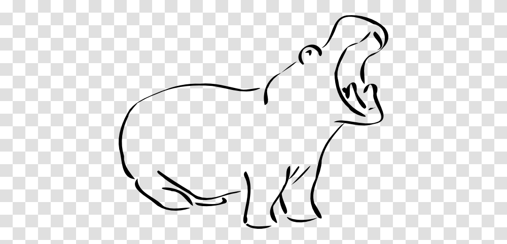 Hippo Clip Art Black And White, Mammal, Animal, Wildlife, Stencil Transparent Png