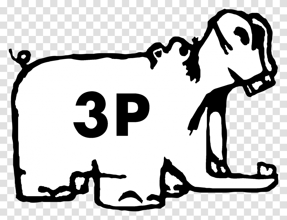 Hippo Clipart Black And White, Stencil, Number Transparent Png