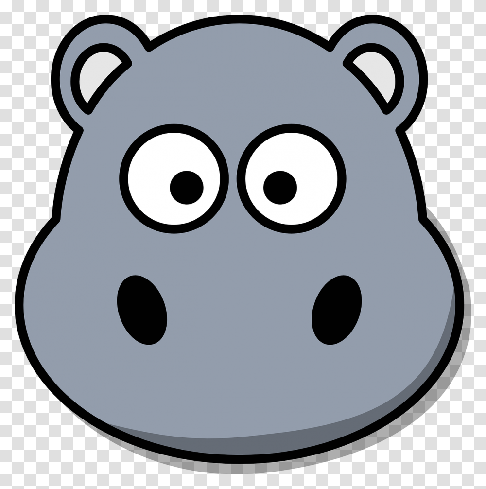 Hippo Head Cartoon Cute Grey Zoo Wildlife, Piggy Bank, Stencil, Bear, Mammal Transparent Png