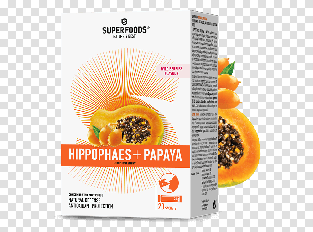 Hippophaes Papaya Superfoods Nature's Best, Advertisement, Poster, Plant, Flyer Transparent Png