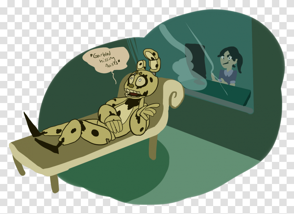 Hissi 5 0 Five Nights At Freddyquots 3 Green Five Nights At Freddy's Springtrap Meme, Furniture, Person, Table Transparent Png