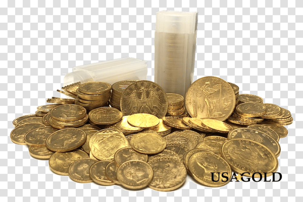 Historic World Gold Coins Sovereign Coin Stack, Money, Treasure, Plant, Silver Transparent Png