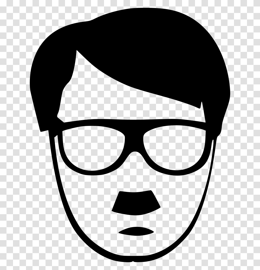 Hitler Hipster Man Glasses Style Fasion Man Face Icon, Stencil, Label Transparent Png