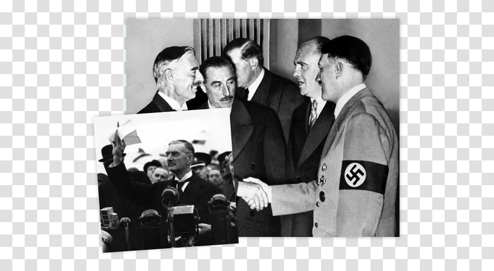 Hitler With British Prime Minister, Person, Tie, Crowd, Press Conference Transparent Png