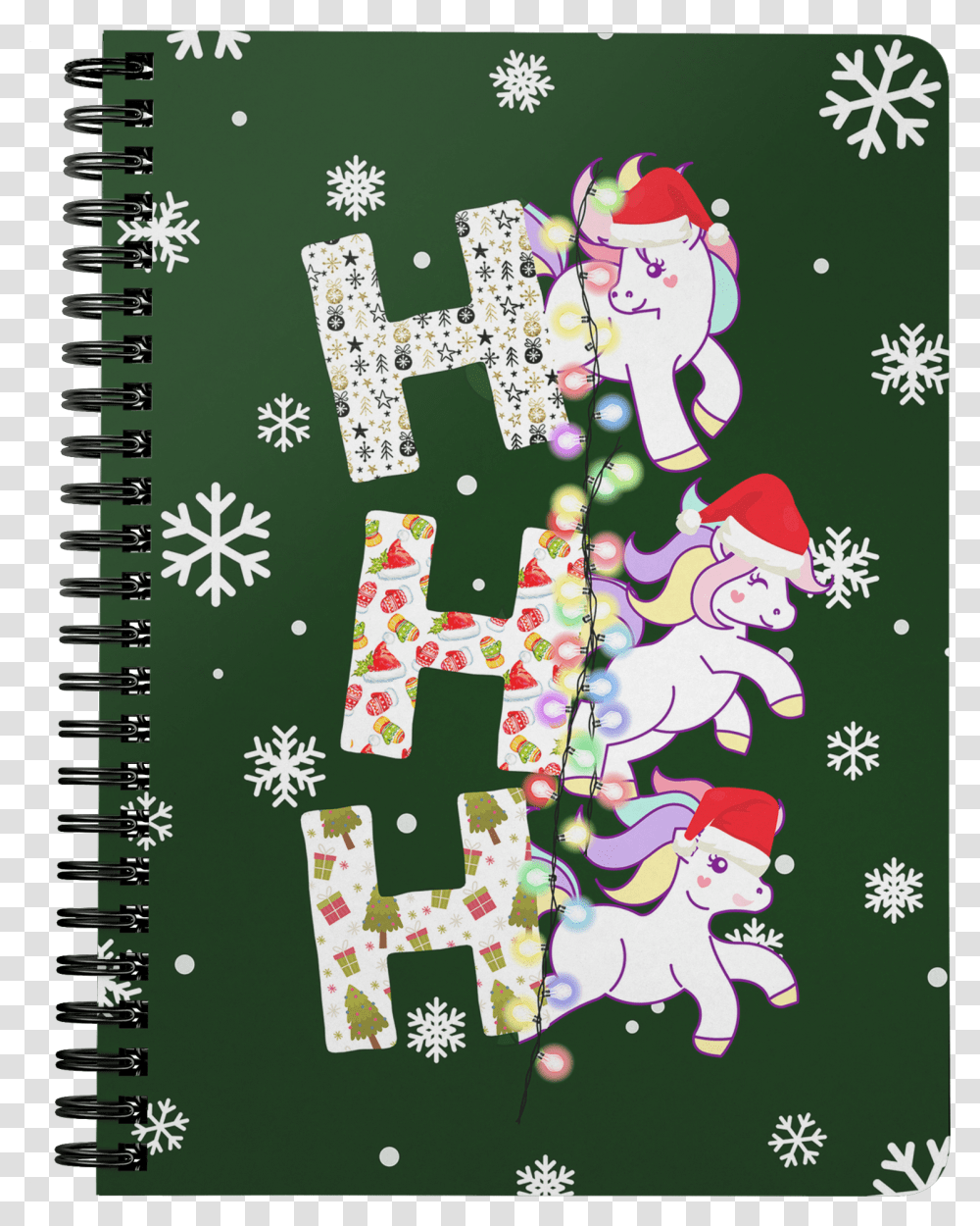 Ho Ho Ho Unicorn With Led In Snow Spiral Bound Notebooks, Game Transparent Png