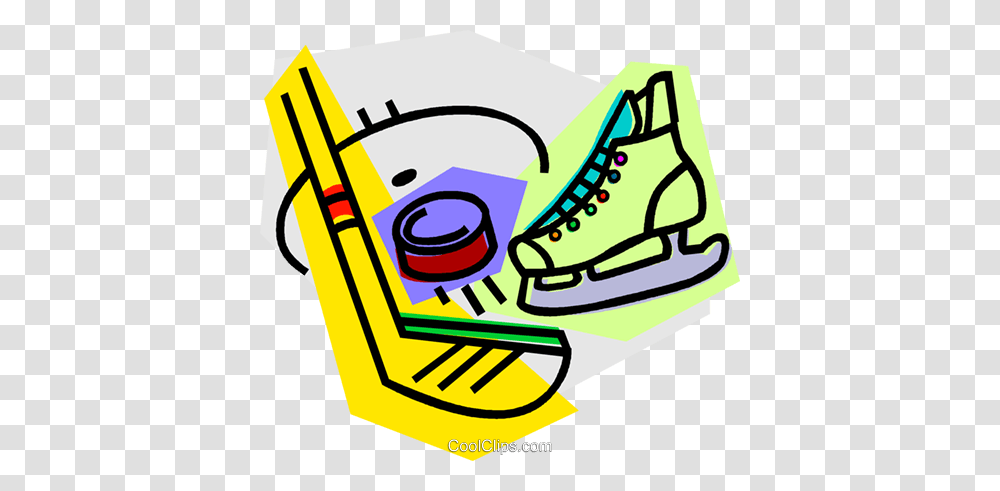 Hockey Stick With Skates And Puck Royalty Free Vector Clip Art, Footwear, Sport Transparent Png
