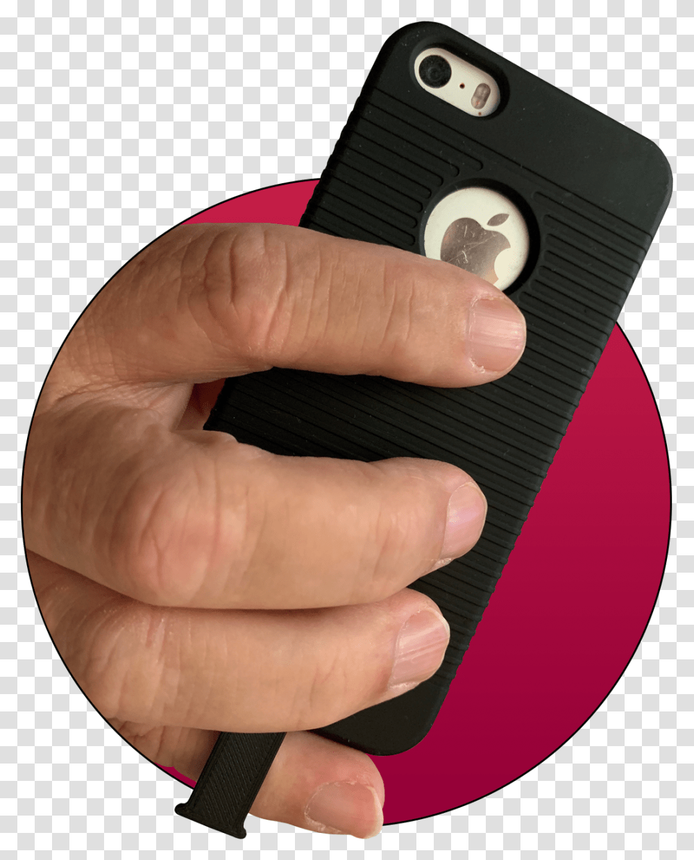 Holding A Phone With A Pinkystick Panasonic Subwoofer, Person, Human, Electronics, Ipod Transparent Png