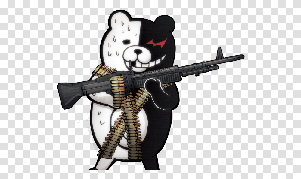 Holding Gun Monokuma With A Gun, Weapon, Weaponry, Leisure Activities, Ammunition Transparent Png