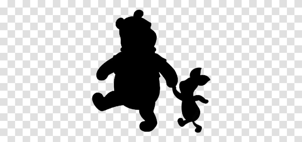 Holding Hands Background Winnie The Pooh And Piglet Silhouette, Person, Human, Stencil, Kneeling Transparent Png