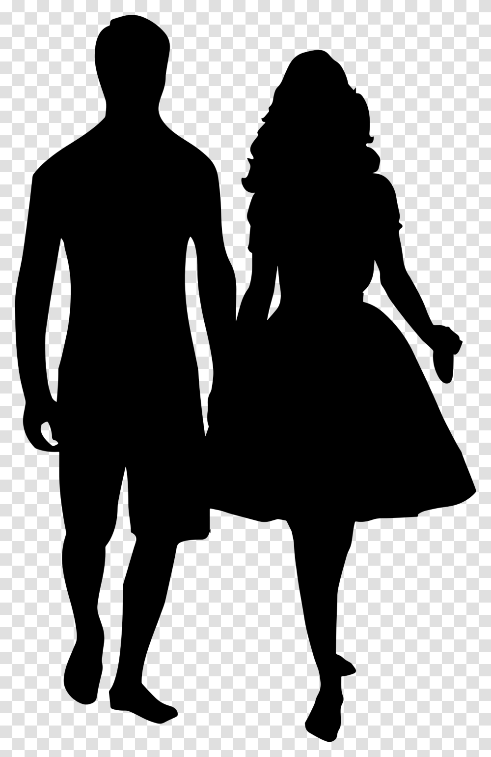 Holding Hands Silhouette Couple Clip Art Man And Woman Holding Hands Silhouette, Gray, World Of Warcraft Transparent Png