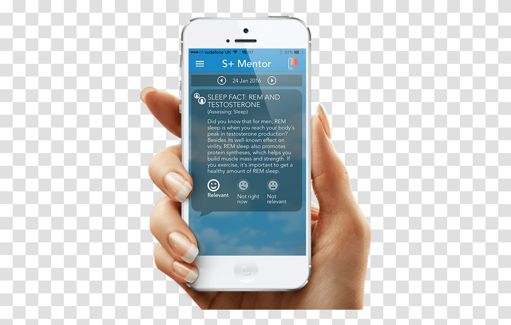 Holding Phone S Plus By Resmed S Plus By Resmed Mobile Patient Application, Mobile Phone, Electronics, Cell Phone, Person Transparent Png
